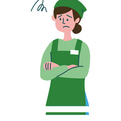 スーパー店員　女性　困っている