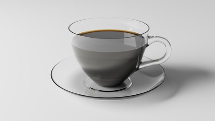 Сoffee in a glass cup on a white background
