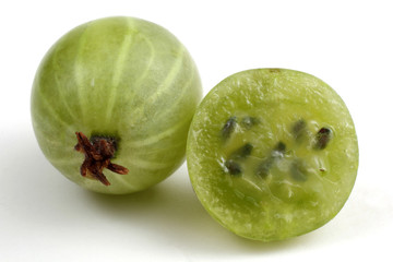 Green gooseberry with a half