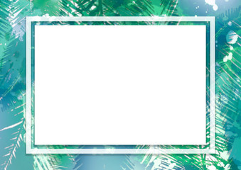 フォトフレーム　ヤシの木　リゾート地　夏　背景イラスト