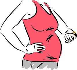 PREGNANT WOMAN LOOKING AT WATCH VECTOR ILLUSTRATION