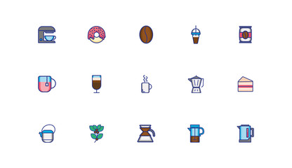 bundle of coffee set icons
