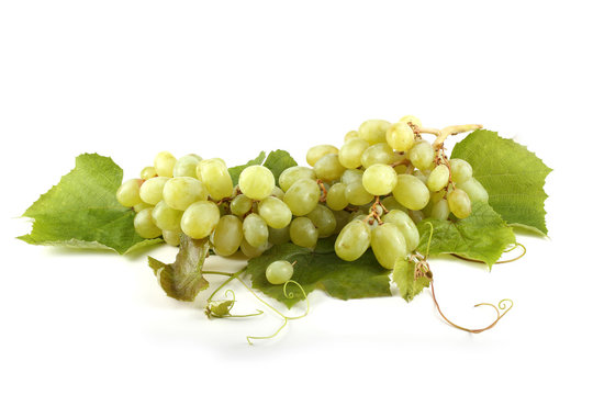 Green Grape On Leaves