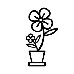 pots and flower icon vector design template
