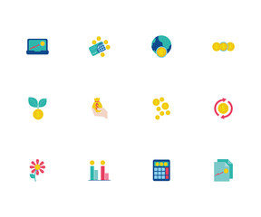 bundle of saving set flat style icons