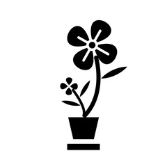 pots and flower icon vector design template