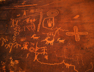 Ancient cave drawings in the Valley of fire state park, Nevada