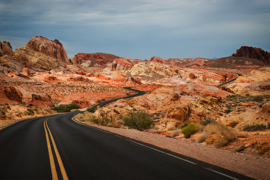 road going through the Valley of fire state park, Nevada