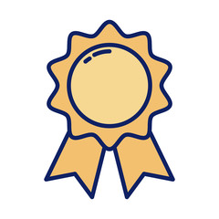 badge with ribbon, line and fill style icon