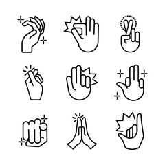 Fototapeta premium bundle of hands signals line style icon