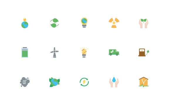 bundle of climate change set flat icons