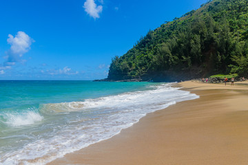 Beautiful Anahola beach at Kauai in Hawaii USA