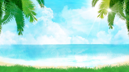 ハイビスカス リゾート地 海 夏 空 背景イラスト Wall Mural あかね 吉田 ハイビスカス リゾート地 海 夏 空 背景イラスト Wall Mural あかね 吉田