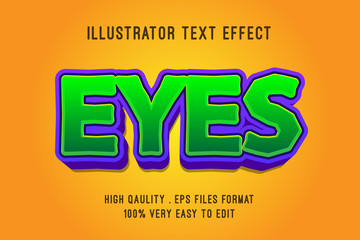 Editable text effect, green cartoon 3d zoom