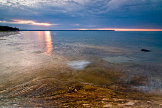 Sunset over Lake Superior at Miner's Beach in Michigan's Upper Peninsula.