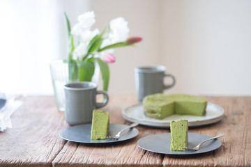 抹茶のレアチーズケーキ