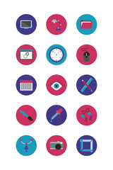 bundle of designer set block and flat icons