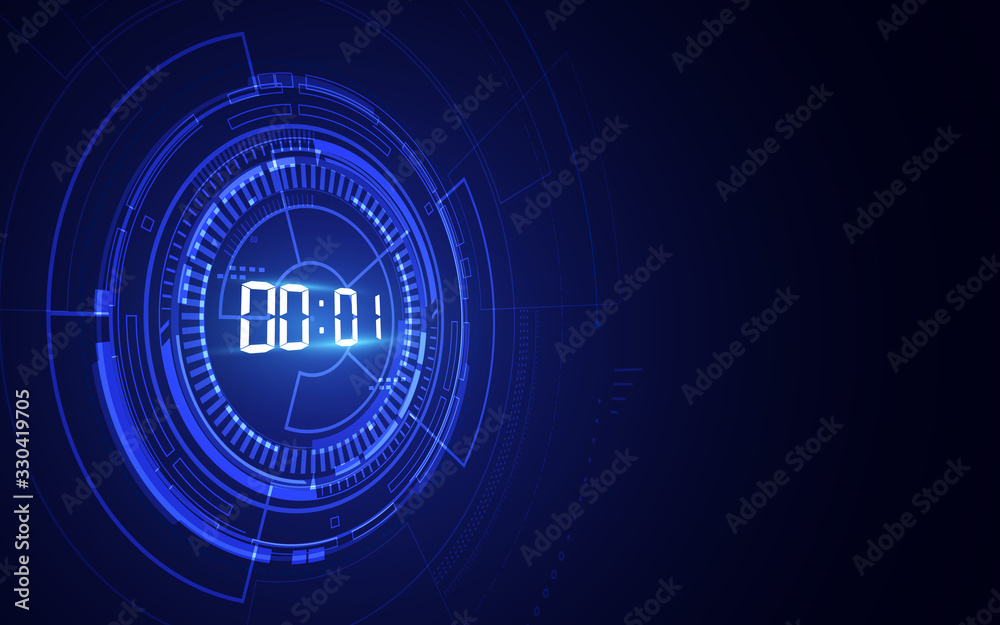 Poster abstract futuristic technology background with digital number timer concept and countdown, vector tr