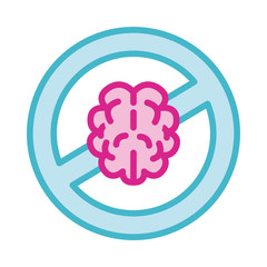 brain human denied symbol line and fill style icon