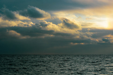 Fototapeta premium Water landscape with sunset