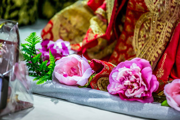 Indian hindu wedding and pre wedding ritual ceremonial pooja items