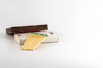 box of matches isolated on a white background. background of matchstick. Design for International Matchstick Day