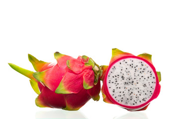 Dragon fruit, pitaya isolated on white