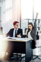 Business people working in a small office