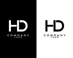 HD, DH modern logo design with white and black color that can be used for business company.