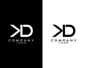 DK , KD modern logo design with white and black color that can be used for business company. - obrazy, fototapety, plakaty