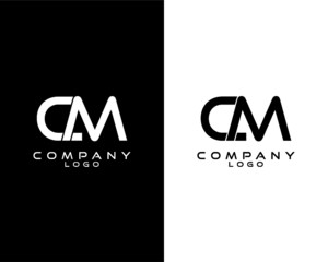 CM, MC modern logo design with white and black color that can be used for business company. - obrazy, fototapety, plakaty