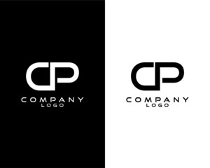 CP, PC modern logo design with white and black color that can be used for business company.