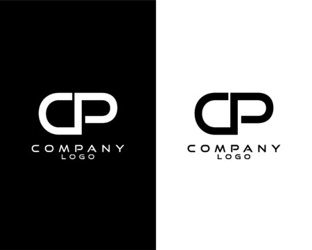 CP, PC modern logo design with white and black color that can be used for business company.