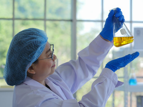 A senior scientist carrying out scientific test