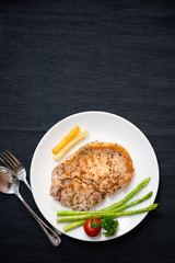 pork steak is cooked