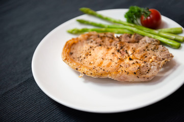 pork steak is cooked