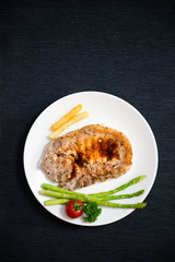pork steak is cooked