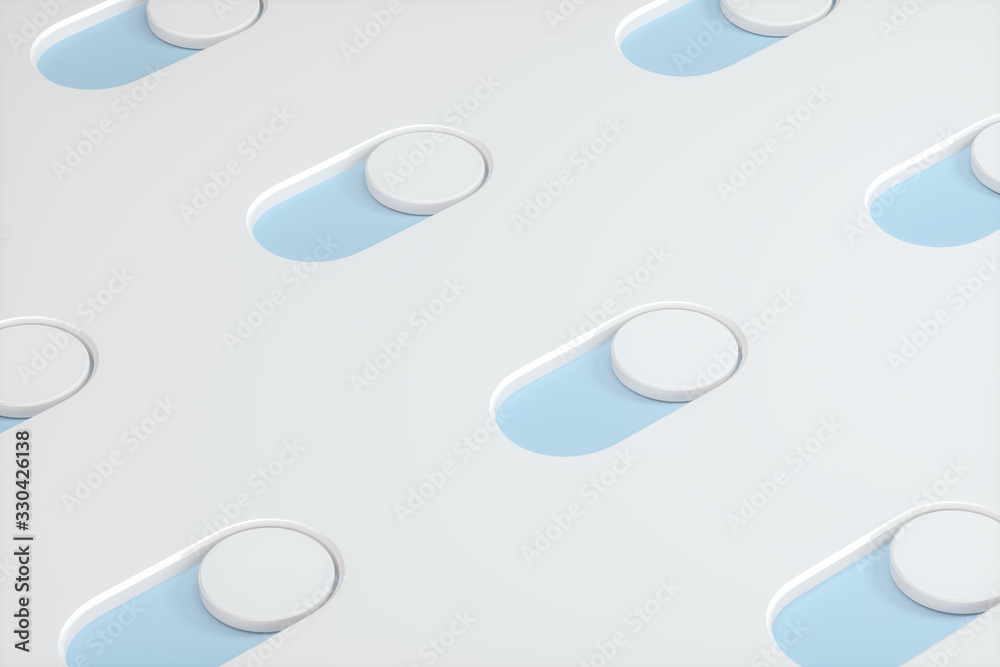 Poster slide switch and touch button, science and technology, 3d rendering.
