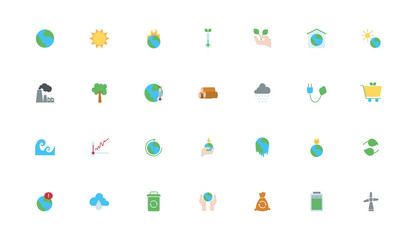 bundle of climate change set flat icons