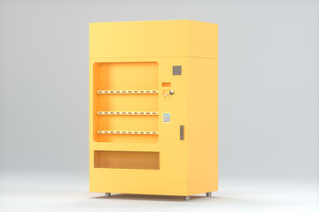 The orange model of vending machine with white background, 3d rendering. - obrazy, fototapety, plakaty