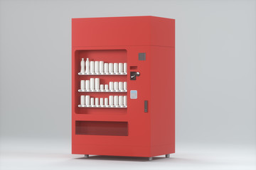The red model of vending machine with white background, 3d rendering. - obrazy, fototapety, plakaty