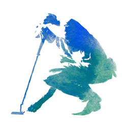 ゴルファー　筆タッチ　シルエット　ゴルフ