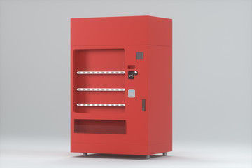 The red model of vending machine with white background, 3d rendering. - obrazy, fototapety, plakaty