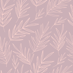 Hand drawn aesthetic botanical seamless pattern for print, textile, apparel design. Modern elegant botanical pastel background.