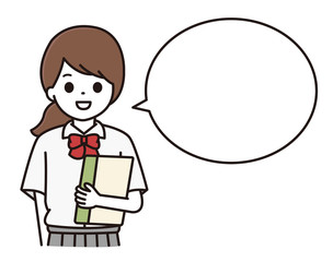 学生 女の子 吹き出し イラスト