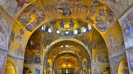 Interior ceiling St Mark's Basilica, Venice, Italy - obrazy, fototapety, plakaty