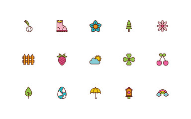 bundle of spring set flat icons