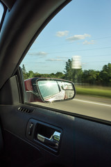 driving a car mirror