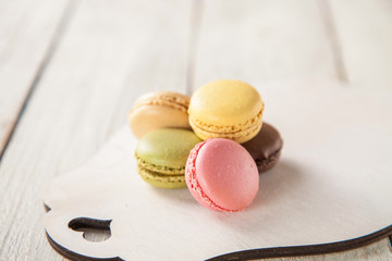 macarons on a table, selective focus, copy space