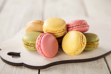 macarons on a table, selective focus, copy space